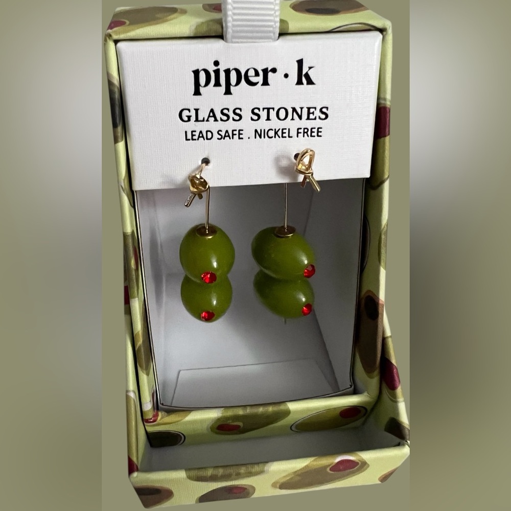 Piper Green and Red Glass Stone Earrings